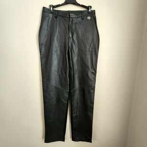 Harley Davidson Black Leather Riding Motorcycle Pants Size 38 / 10 W Women's